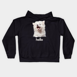 Hello Whithe Puppy! Kids Hoodie